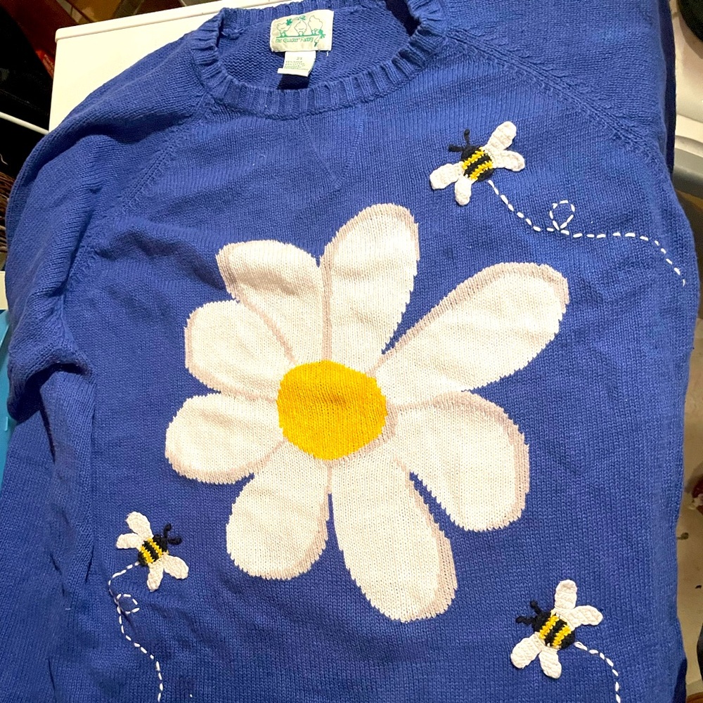 Quacker Factory Daisies and Bees sweater- 2X